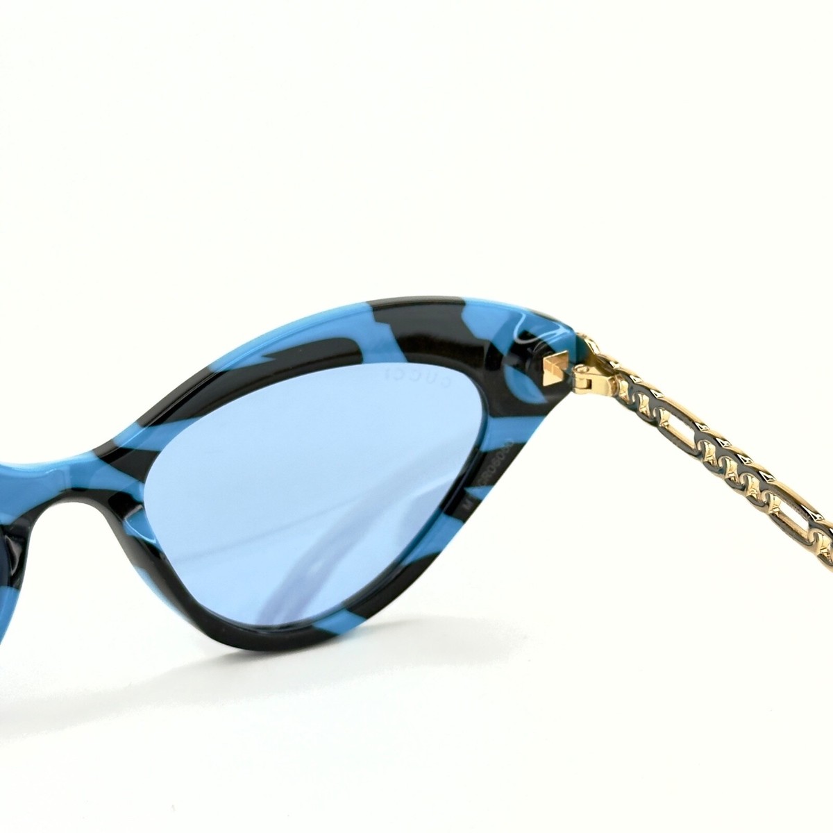 GUCCI GG0978S CHAIN 0978 Gold Black Blue Zebra Heart Charm Pedant