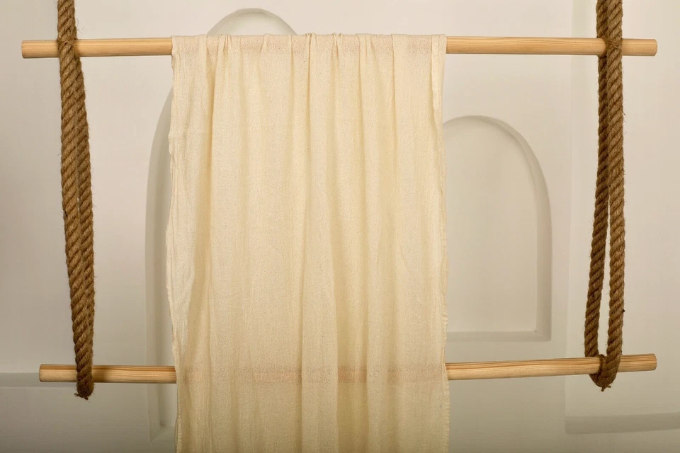 Gauze Cotton Open Weave Sewing Fabric Fabric By 2 Meters, Semi Sheer Natural - Image 2 of 4