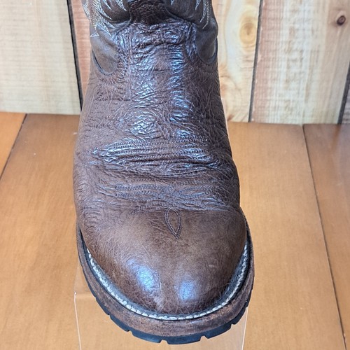 Tony Lama CT2032 Stockman Men's 9 EE Brown Shrunken Shoulder Bull Hide Boots - Picture 7 of 24