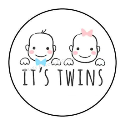 10cm car sticker decal laptop color it's twins boy girl round R202