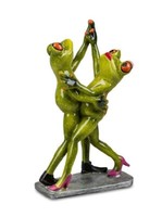 717610 Frosch Figur Paar Tanzend HellgrüN 18 Cm Aus Kunststein