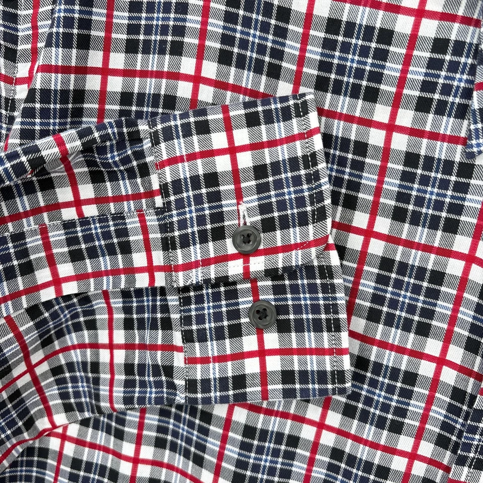 Gitman Bros Shirt Mens XL Button Down Plaid Red Black Blue Tartan Twill - Image 3 of 4