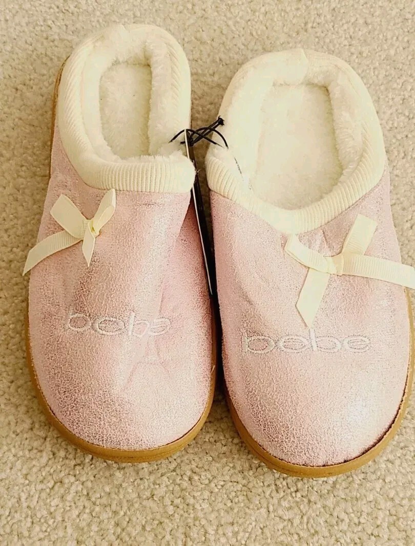 Girls Fur Slippers indoor outdoor hard soles Pink 2/3 large Brand NEW