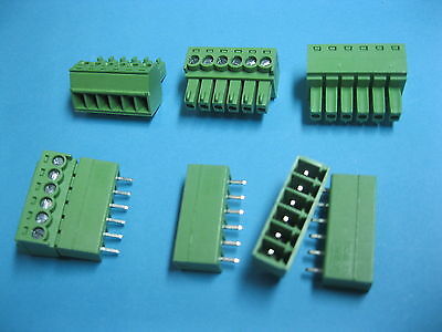 15 pcs Angle 8pin/way Pitch 3.81mm Screw Terminal Block Connector Green Color Pluggable Type with angle pin 