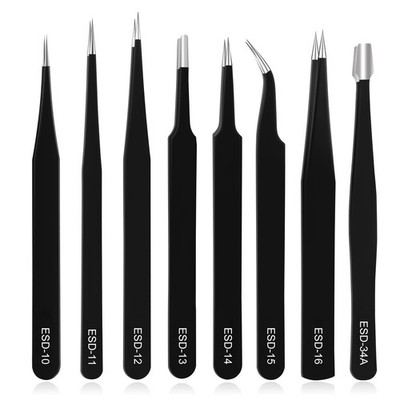 Ainiv Precision Tweezers Set, 8PCS Anti-Static ESD Tweezers, 8pcs, 8pcs 