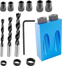 14 Pcs Pocket Hole Jig Kit, 15 Degree Woodworking Inclined Hole Jig with 6/8/10M