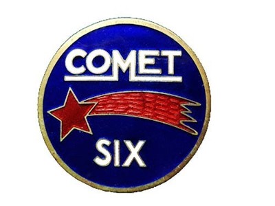 Vintage COMET Six Radiator Bonnet Hood Badge Brass Metal