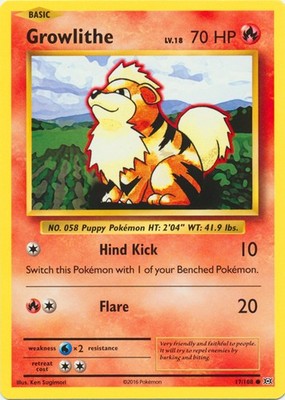 Growlithe - 17/108 - Common - Lightly Played