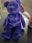NWT 1997 Ty Beanie Baby Princess Diana Purple Bear Retired Beanbag Plush Toy VTG