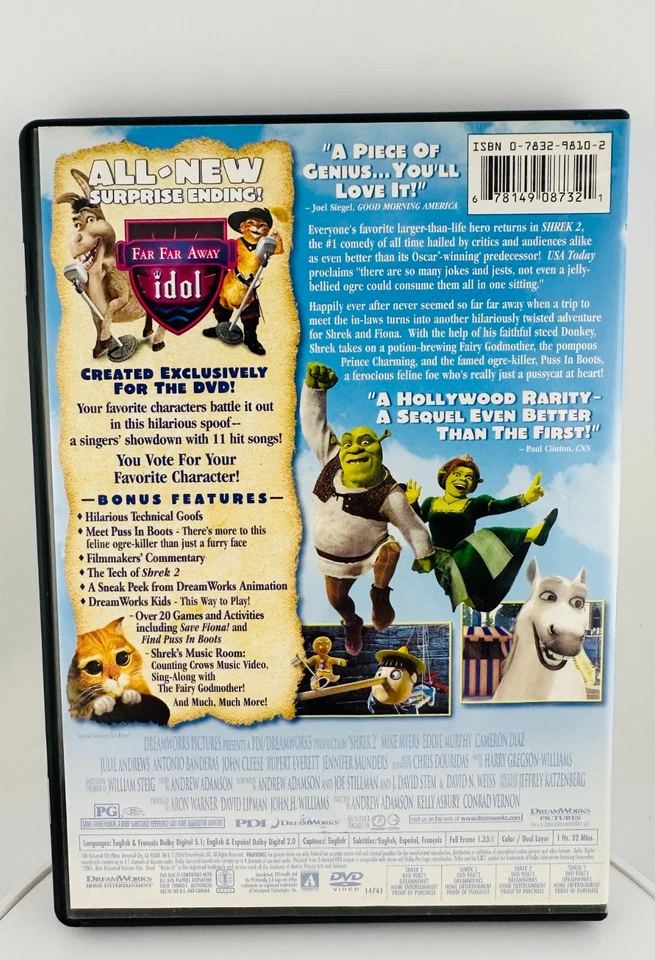 Shrek 2 (DVD, Full Screen Edition, 2004) DreamWorks Family Comedy – Pre-Owned - image 3 of 3