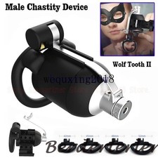Male Chastity Device Resin Cuspid Teeth Cage for Men Enclosed Locking Belt
