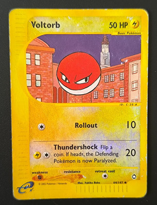 Pokemon Karte VOLTORB 64/147 Aquapolis Reverse Holo ENG 2002 Vintage