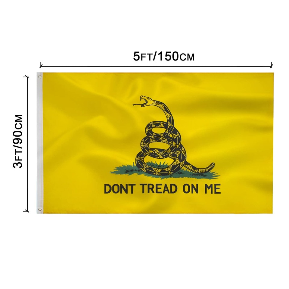 Don't Tread On Me Gadsden Flagge – 90x152 Cm, Polyester, Doppelt Genäht Mit Messingösen Für Innen & Außen