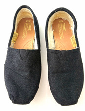 TOMS Women s Black wool Slip-On Loafer Slippers Faux Fur Lined US 7.5