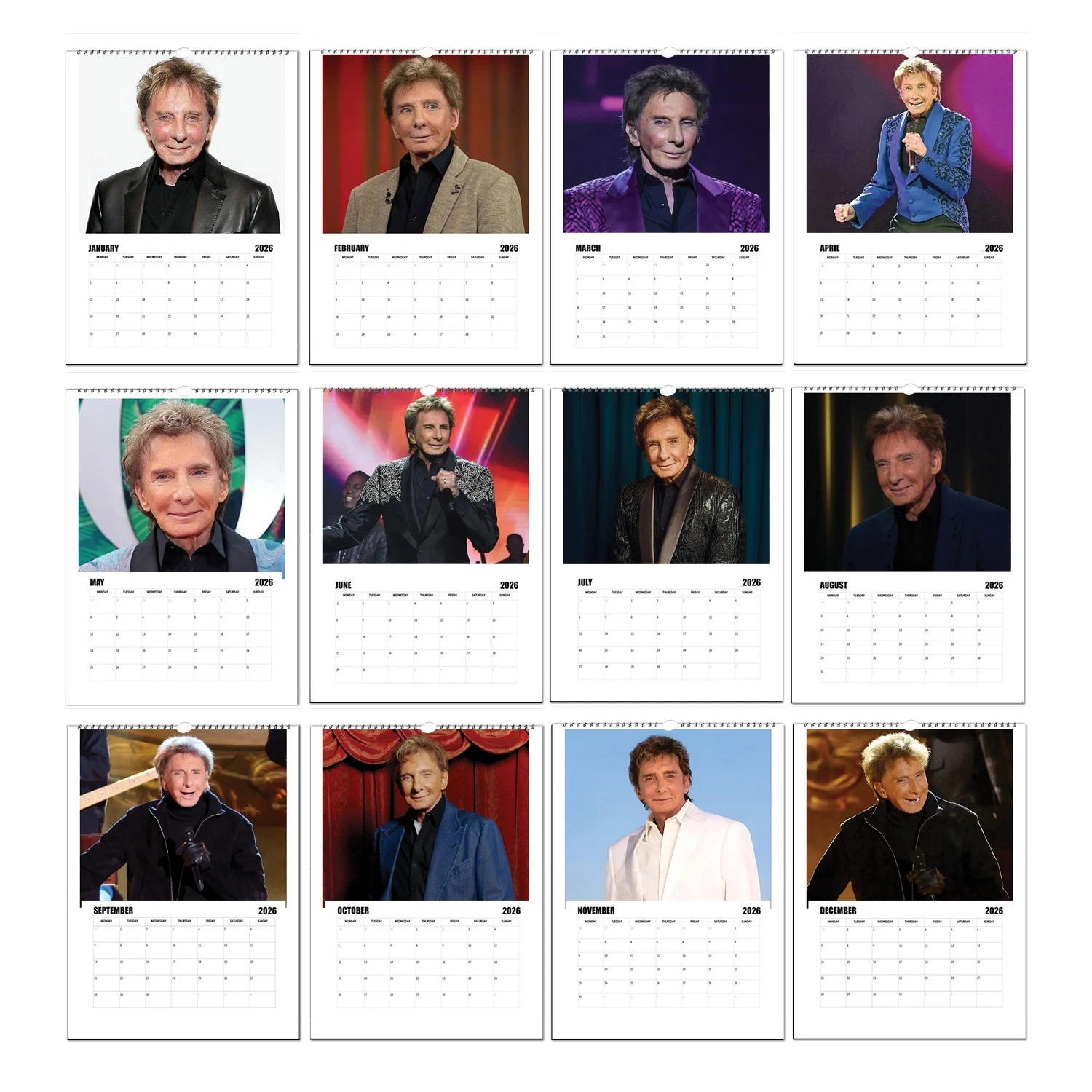 Manilows Now Vertical Wall Calendar 2026/27 with Adjustable Start Month