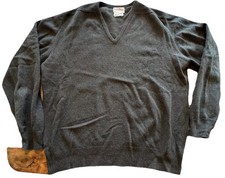 The Scotch House Sweater Mens Large 100 Lambswool Gray V-Neck Pullover Scotland
