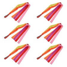 6pcs Rainbow Dance Ribbons: Rhythm Ribbons Wrist Streamers Hand Held Rhythm