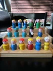 Vintage Fisher Price Little People Wood Body Toys Lot Of 16