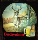 Vintage Budweiser Buck Beer Sign. Al Agnew 1985. 18" x 18" In Working Order.