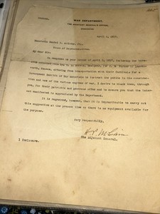 very rare historical ww1 military documents Signed Date WW1 started by War Dept