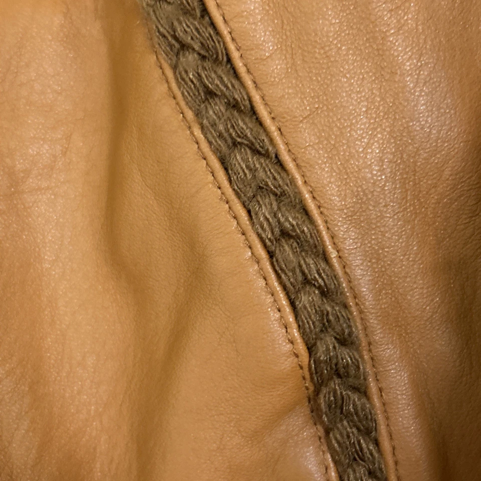 Vtg Mens Saxony Brown Leather Sweater Medium Suede Coogi Style Sweater 1990s - Image 3 of 4