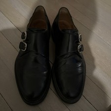 Authentic GUCCI Black Leather Buckle Dress Shoes Sz 9 1/2 Made In Italy