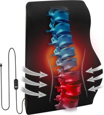 Mind Reader Heated Air-Cloud Lumbar Cushion, 14.5"L x 5"W x 18.5"H, Black