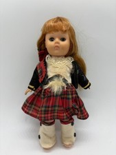Vintage Scottish Girl in Kilt 7 1/2" Doll with Sleepy Eyes and Blond Hair