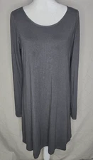 Express Skater Dress Large Dark Gray Long Sleeve Zip Back Fit Flare Mini Casual