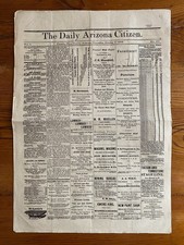 Tucson Pima County Daily Arizona Citizen 1879 Newspaper Gold Mining Utes Battle Tucson Pima County Daily Arizona Citizen 1879 Newspaper Gold Mining Utes Battle