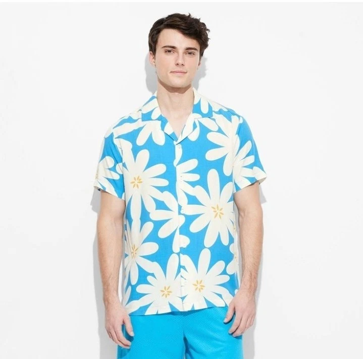 🪼 Original Use Mens Short Sleeve Resort Shirt Blue Size XL🆕️