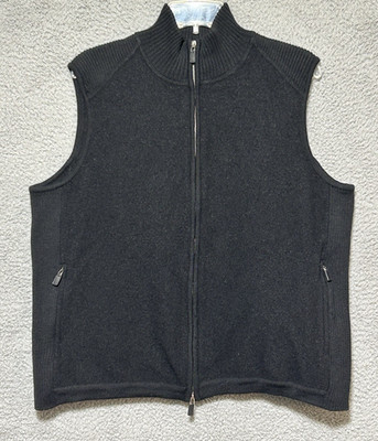 Vintage Saks 5th Ave Real Clothes Salon Z Black 100% Wool Vest 2XL Hong Kong