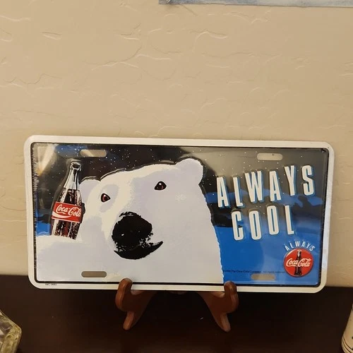 COCA COLA 1994 Always Cool Vintage Polar Bear Novelty License Plate vintage