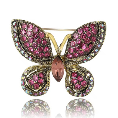 Vintage Style Butterfly Brooch Pin Purple Rhinestone Elegant Statement JewelryGi