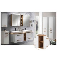 BadmöBel Komplett Set Doppel-Waschtisch HochschräNke Led-SpiegelschräNke Weiß