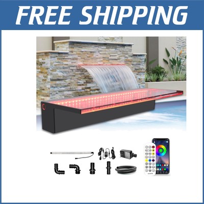 Elegant Acrylic Water Spillway with Remote LED Lights for Pool & Garden Decor