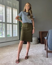 Anthropologie Maeve Olive Green Colette Skirt Size L