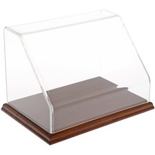 Plymor Clear Acrylic Slanted Front Case w/ Hardwood Base, 9" W x 6" D x 6" H