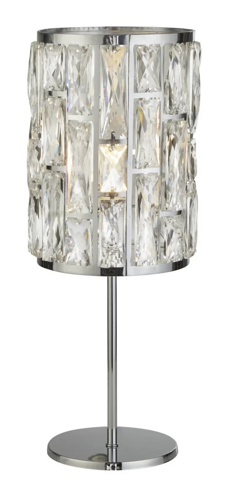 Table Light Silver Bijou Chrome Crystal Glass Lamp Searchlight 6584CC