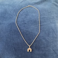 925 Sterling Silver Lucky Horseshoe Pendant Necklace Chain Women