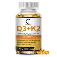 Vitamin D3 K2 Supplement with Vitamin D3 5000 IU, 200 mcg Vitamin K2 MK-7 Na...