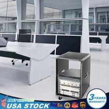 16U Server Rack Open Frame Rolling Network Data Rack 19 inch w/ Casters 4 Post 
