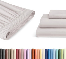 400 Thread Count Twin XL Sheet Set with Light Grey Bedskirt - 100 Cotton