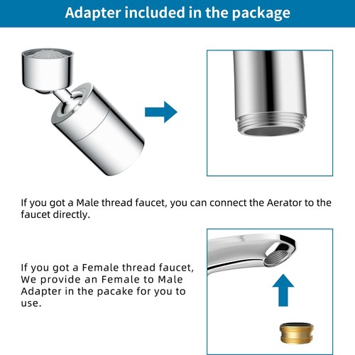 Swivel Faucet Aerator,360° Big Angle Rotate Kitchen Sink Faucet Attachment - Picture 39 of 46