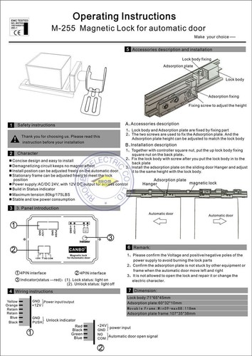 Input Voltage AC/DC24V Magnetic Lock 80KG/175lbs Holding Force f/Automatic Door - Picture 7 of 8
