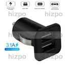 12V Car Cigarette Lighter Socket 3.1A Dual USB Ports Fast Charger Power Adapter