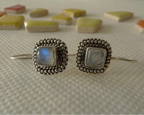 Rainbow Moonstone Sterling Silver Earrings SilverandSoul Jewellery