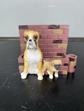 Boxer Dog and Puppy Magnet Notepad and Pen Holder - Pre-Owned