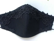 Face Mask washable Reusable 100 Cotton Lining  Laces  filter layers handmade 