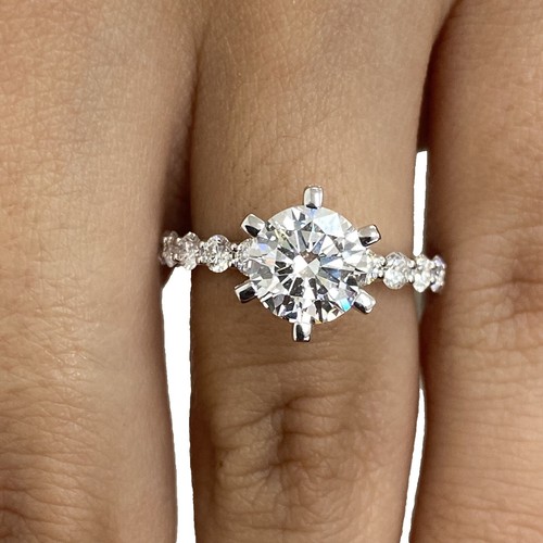 0.25 Carat Sterling Silver Diamond Split Shank Engagement Ring - Size 7.5, Sparkling Round Diamonds